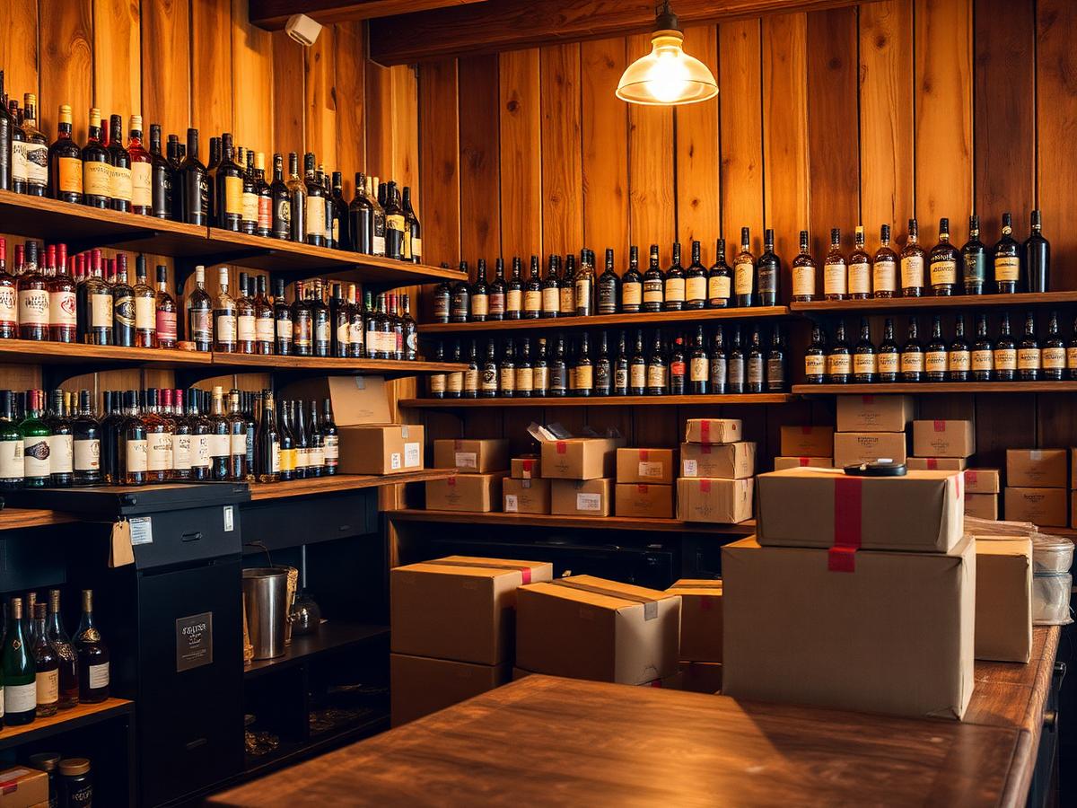 Craft Spirit Shop shelves of curated bottles in warm light